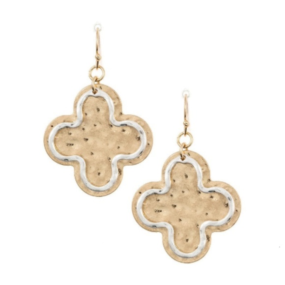 revitalized Jewelry - Mixed Metal Hammered Clover Earrings